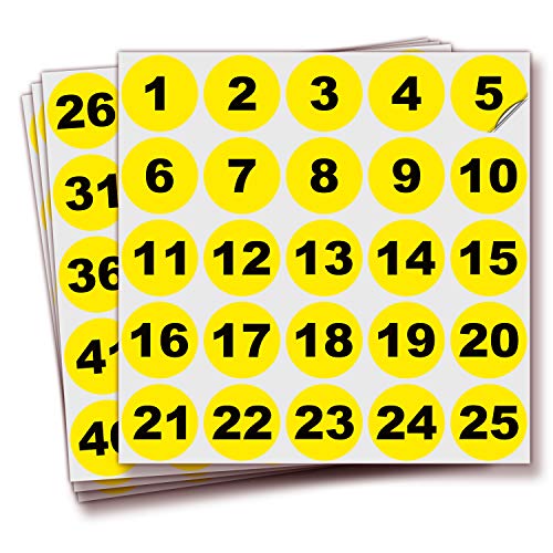 iSYFIX Consecutive Number Vinyl Stickers – 1 to 100, 1.5-inch, 1 set – Yellow Self Adhesive Premium Decal, Ideal for Inventory, Storage, Organizing, Boxes, Bins, Toolbox, Lockers & More Indoor/Outdoor - Image 1