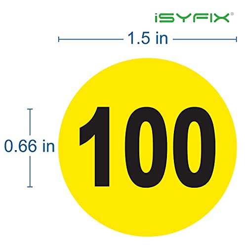 iSYFIX Consecutive Number Vinyl Stickers – 1 to 100, 1.5-inch, 1 set – Yellow Self Adhesive Premium Decal, Ideal for Inventory, Storage, Organizing, Boxes, Bins, Toolbox, Lockers & More Indoor/Outdoor - Image 2