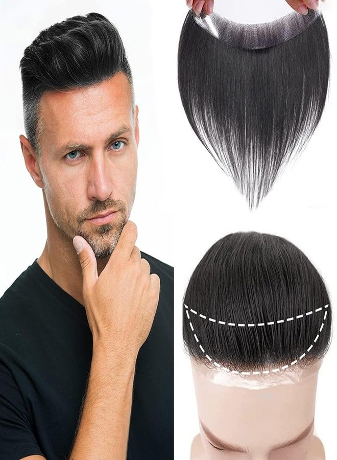 VIVIAN Front line Hair Patch for Men Natural Hair Color Hair Extension Hairline Loss Human Hair Toppers (Natural Black) - Image 1