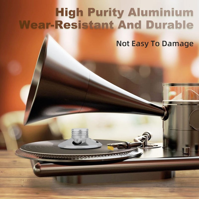 Preffair Audiophile 107g Record Weight Stabilizer Aluminum Rhodium Plated Surface Turntable LP Vinyl Disc Stabilizer with Protective Soft Pad Vibration Reducer for HiFi Turntable LP Record Player. (Silver) - Image 5