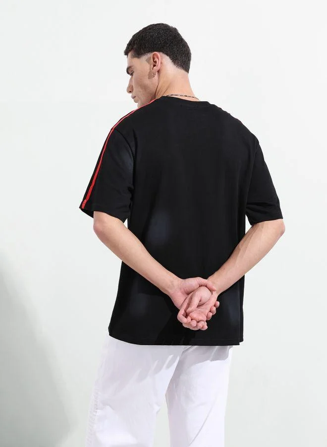 شركة المرآب الهندية Men Relaxed Fit Graphic Printed Crew Neck Half Sleeves T-Shirt