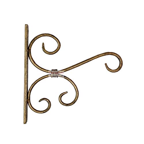 Decorlay Metal Golden Wall Hanging Plant Holder | Wall Hanger Bird Feeder Home Decor Items Hanging Baskets for Room Decor (7.5 x 1 x 8 Inches) | Golden | (Set of 2) - Image 3