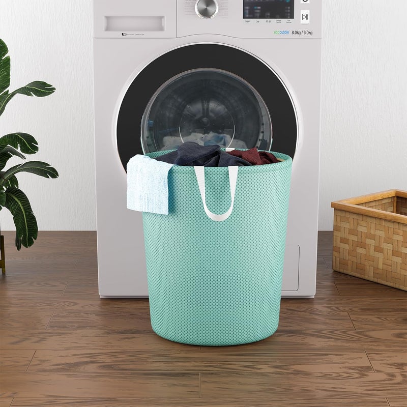 Kuber Industries Pack of 3 Polyester Mesh Laundry Bag with Zip Handles Reusable Washing Bags for Washing Machine Ideal for Delicate Fabrics Lingerie Shoes Protection YZ52 Green - Image 2