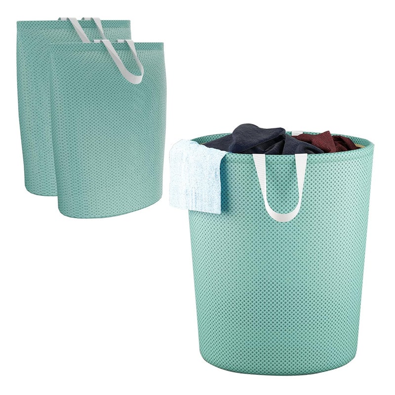 Kuber Industries Pack of 3 Polyester Mesh Laundry Bag with Zip Handles Reusable Washing Bags for Washing Machine Ideal for Delicate Fabrics Lingerie Shoes Protection YZ52 Green - Image 1