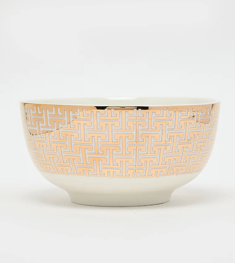 Sur La Table Patterned Bowl 15cm White/Gold