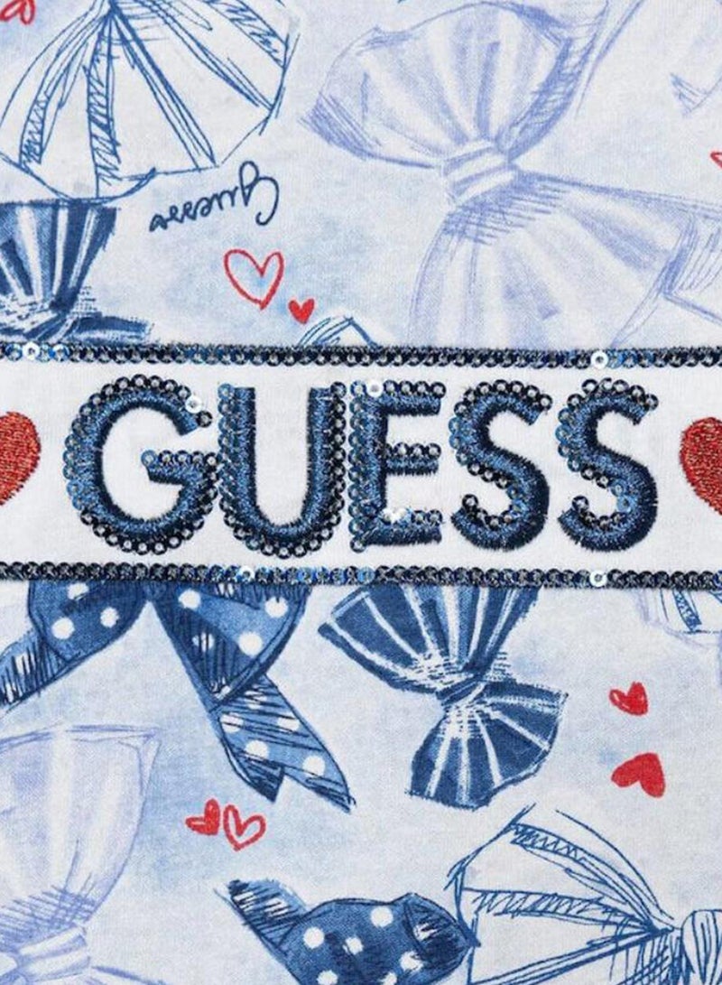GUESS Infant Printed Crew Neck T-Shirt And Denim Pants Set - Image 3