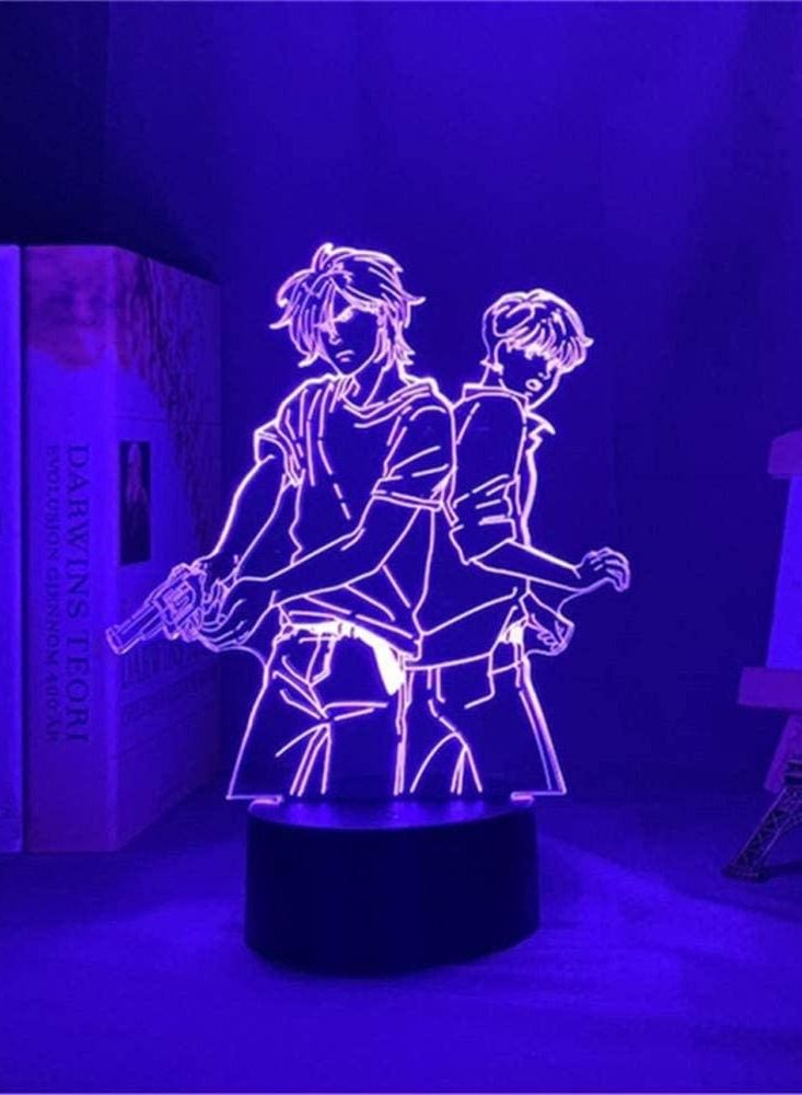 althiqahkey Decorative Saiki K Anime3D Illusion Lamp Christmas Gift Night Light Bedside Table Lamp,16-Color Dimmable with Remote Smart Touch,Chri. (Color : Ash Lynx and Eiji Okumura) - Image 3