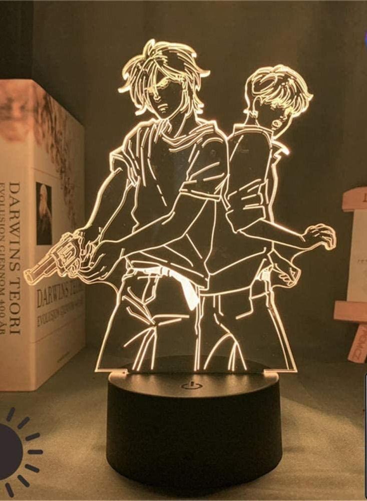 althiqahkey Decorative Saiki K Anime3D Illusion Lamp Christmas Gift Night Light Bedside Table Lamp,16-Color Dimmable with Remote Smart Touch,Chri. (Color : Ash Lynx and Eiji Okumura) - Image 1