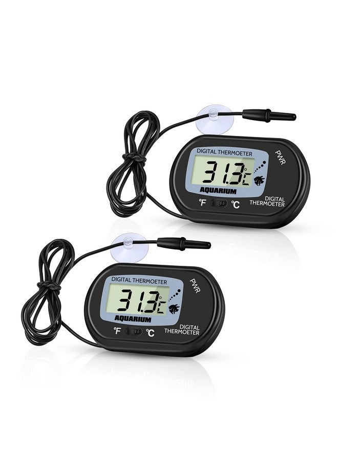زاكرو مجموعة من 2 مقياس حرارة رقمي لحوض السمك من ZACRO، مقياس حرارة لحوض السمك، مقياس حرارة للمياه مع شاشة LCD كبيرة، مقياس حرارة للزواحف لحوض السمك والتراريوم المائي - Image 1