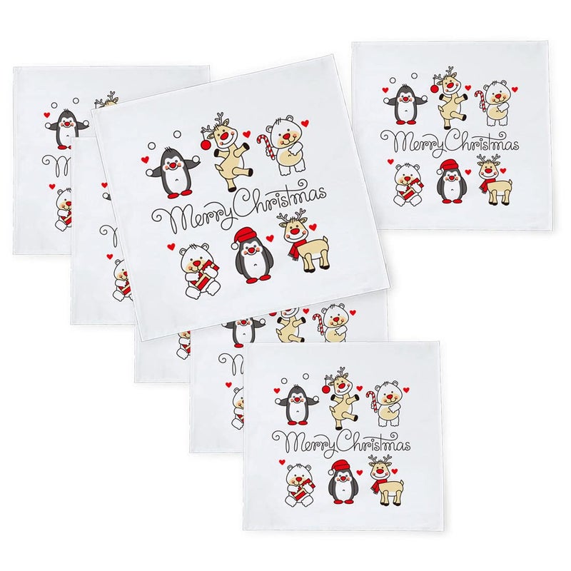 Khakee 6 Pcs Christmas Theme Silk Table Napkins 10x 10 for Xmas Decoration Christmas OrnamentsChristmas Giftxmas21678 - Image 1