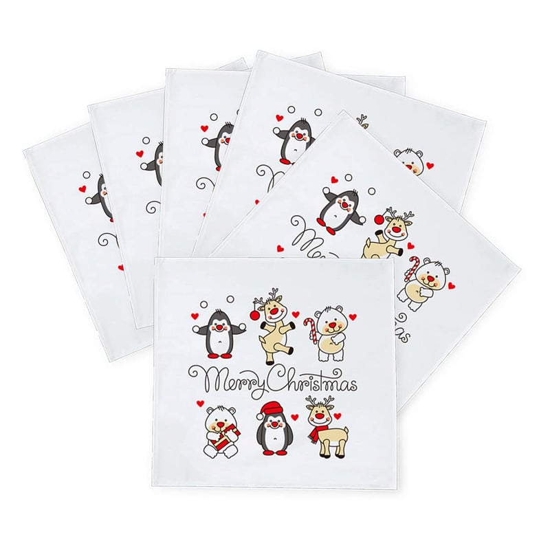 Khakee 6 Pcs Christmas Theme Silk Table Napkins 10x 10 for Xmas Decoration Christmas OrnamentsChristmas Giftxmas21678 - Image 2