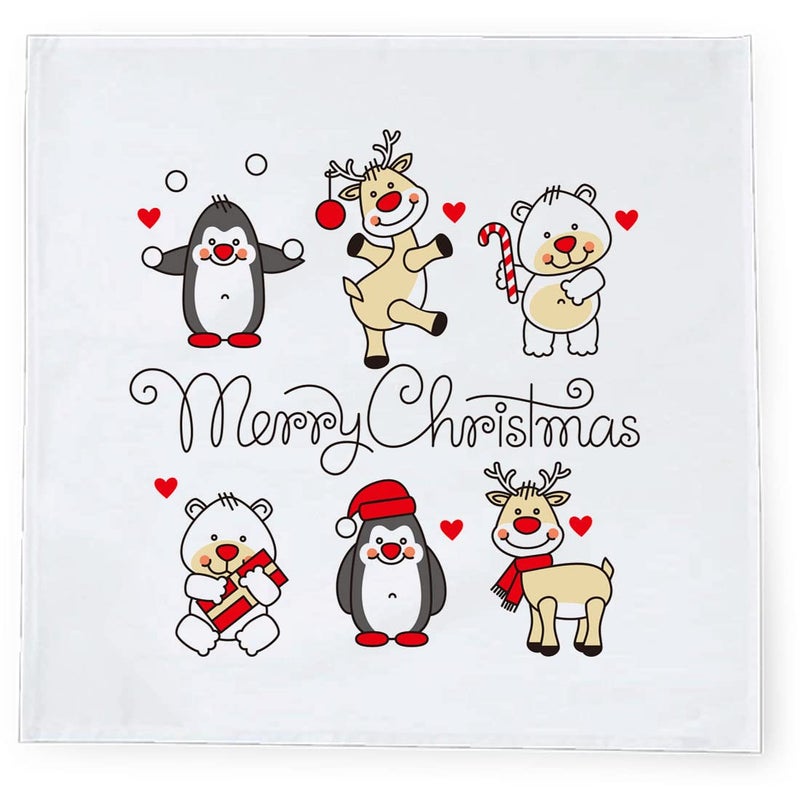 Khakee 6 Pcs Christmas Theme Silk Table Napkins 10x 10 for Xmas Decoration Christmas OrnamentsChristmas Giftxmas21678 - Image 3