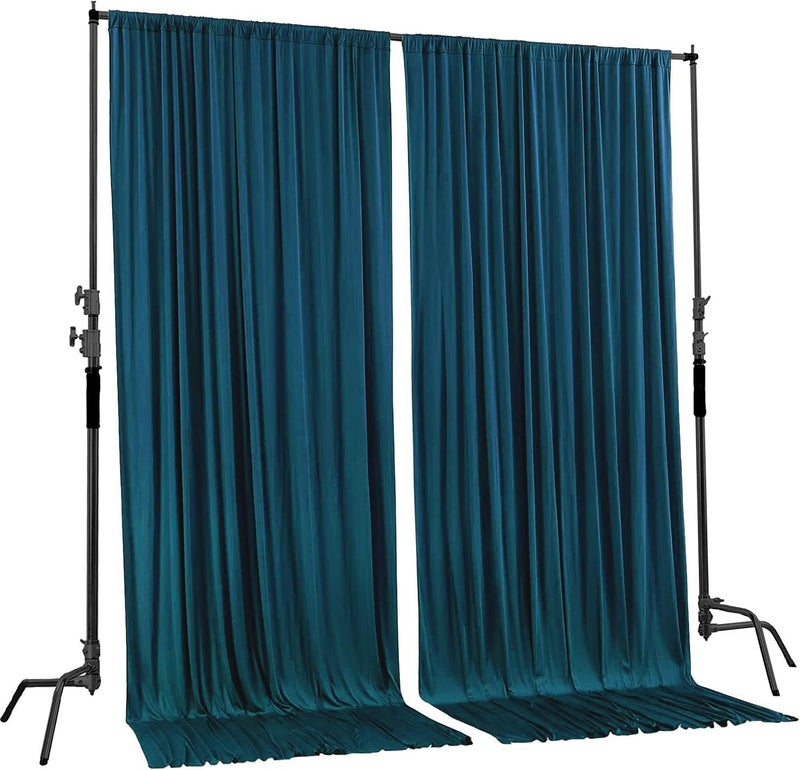 شركة إيه كيه للتجارة - ستائر خلفيات من البوليستر IFR Dark Teal مقاس 10 أقدام × 10 أقدام مع جيوب للقضبان - زينة حفلات الزفاف والمناسبات والنوافذ المنزلية - Image 2