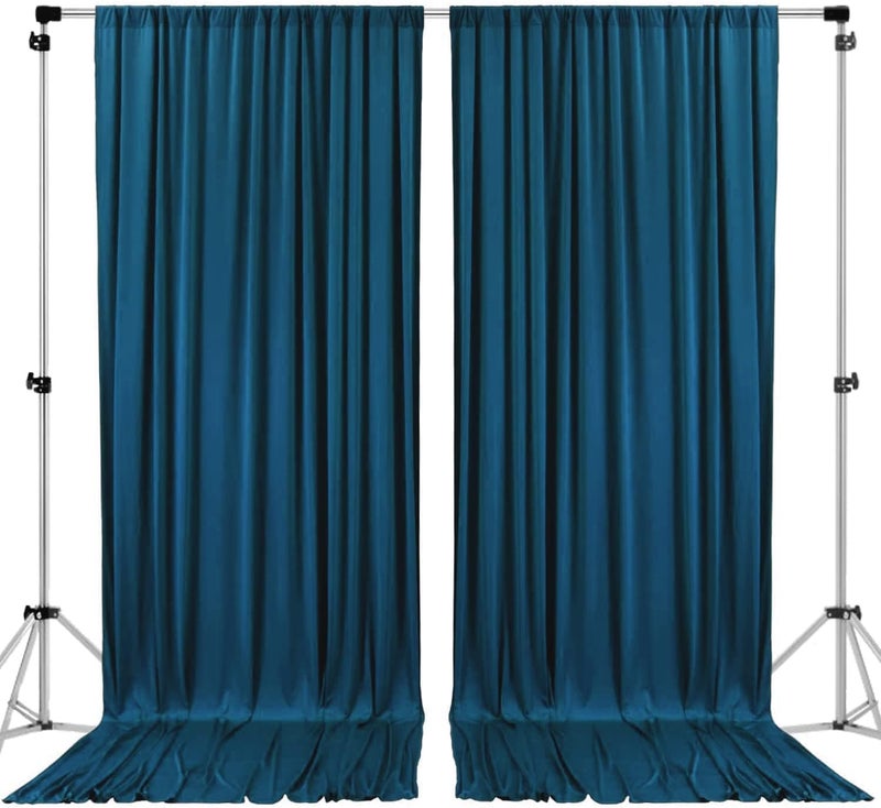 شركة إيه كيه للتجارة - ستائر خلفيات من البوليستر IFR Dark Teal مقاس 10 أقدام × 10 أقدام مع جيوب للقضبان - زينة حفلات الزفاف والمناسبات والنوافذ المنزلية - Image 1