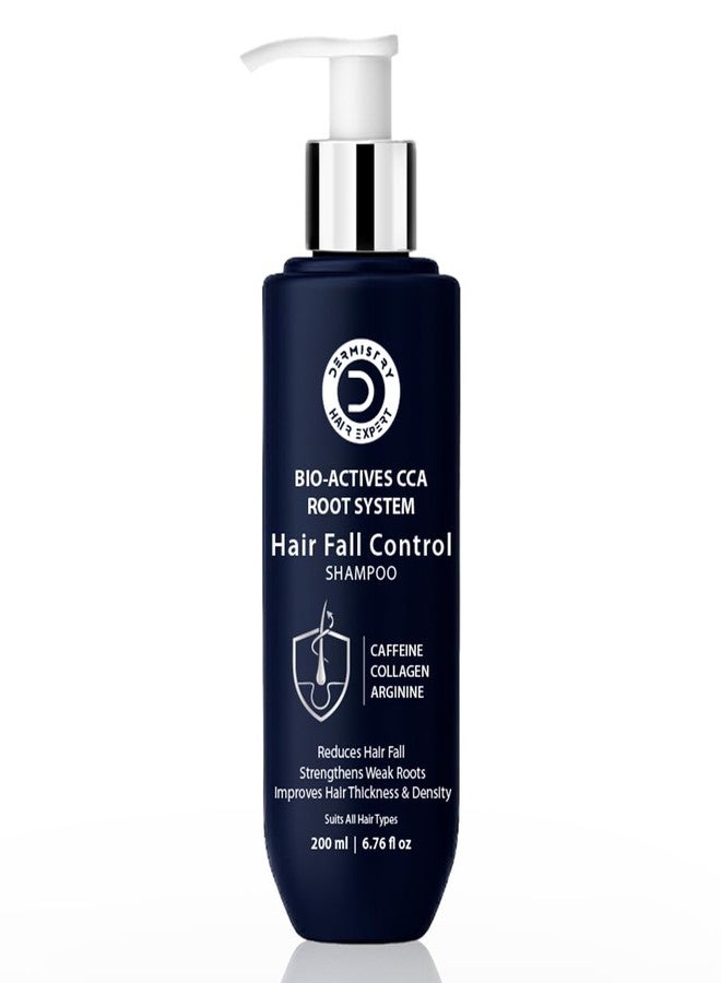 Dermistry Caffeine Collagen Wheat Protein Anti-Hair Fall Control Shampoo Strengthens Weak Roots Improves Thickness Density Reduces Breakage & Fall for Dry Frizzy Curly All Hair Types Men Women 200ml - Image 1