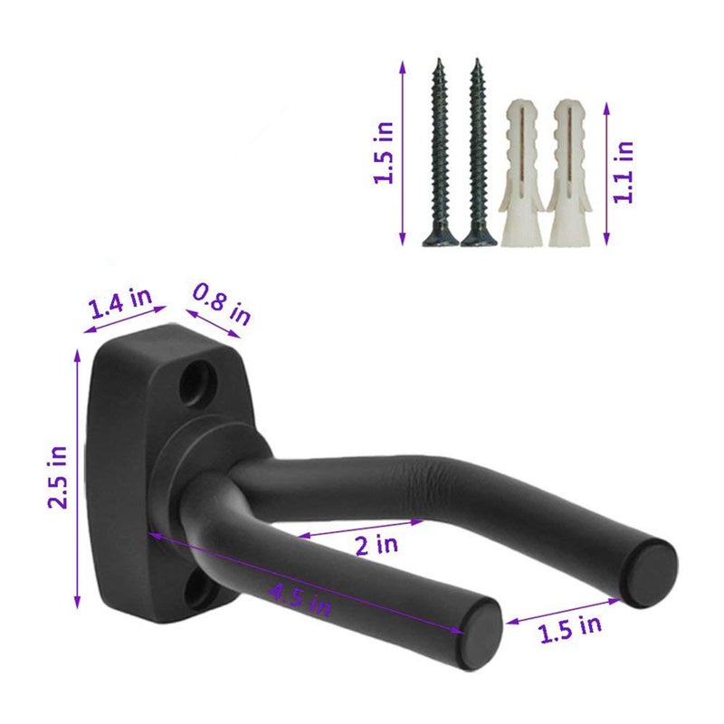 CC CAIHONG Guitar Wall Mount Hanger 6 Pack, Guitar Hanger Wall Hook Holder Stand Black Display with Screws - Easy to Install - Fits All Size Guitars, Bass, Mandolin, Banjo, Ukulele - Image 3