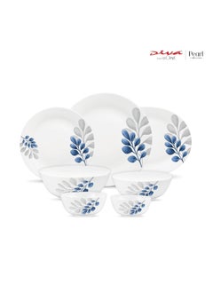 La Opala Diva by La Opala, Pearl Collection, Opal Glass Dinner Set 28 pcs, Indigo Bliss, White  - Image 2