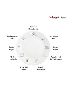 La Opala Diva by La Opala, Pearl Collection, Opal Glass Dinner Set 28 pcs, Indigo Bliss, White  - Image 4