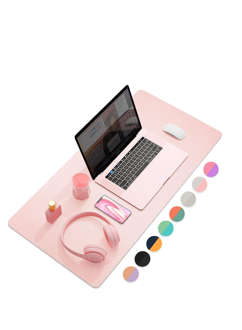 Cool Baby COOL BABY Multifunctional desk pad, ultra-thin waterproof PU leather mouse pad, office/home dual-use desk writing pad (80*40cm, Silver+Pink) - Image 1