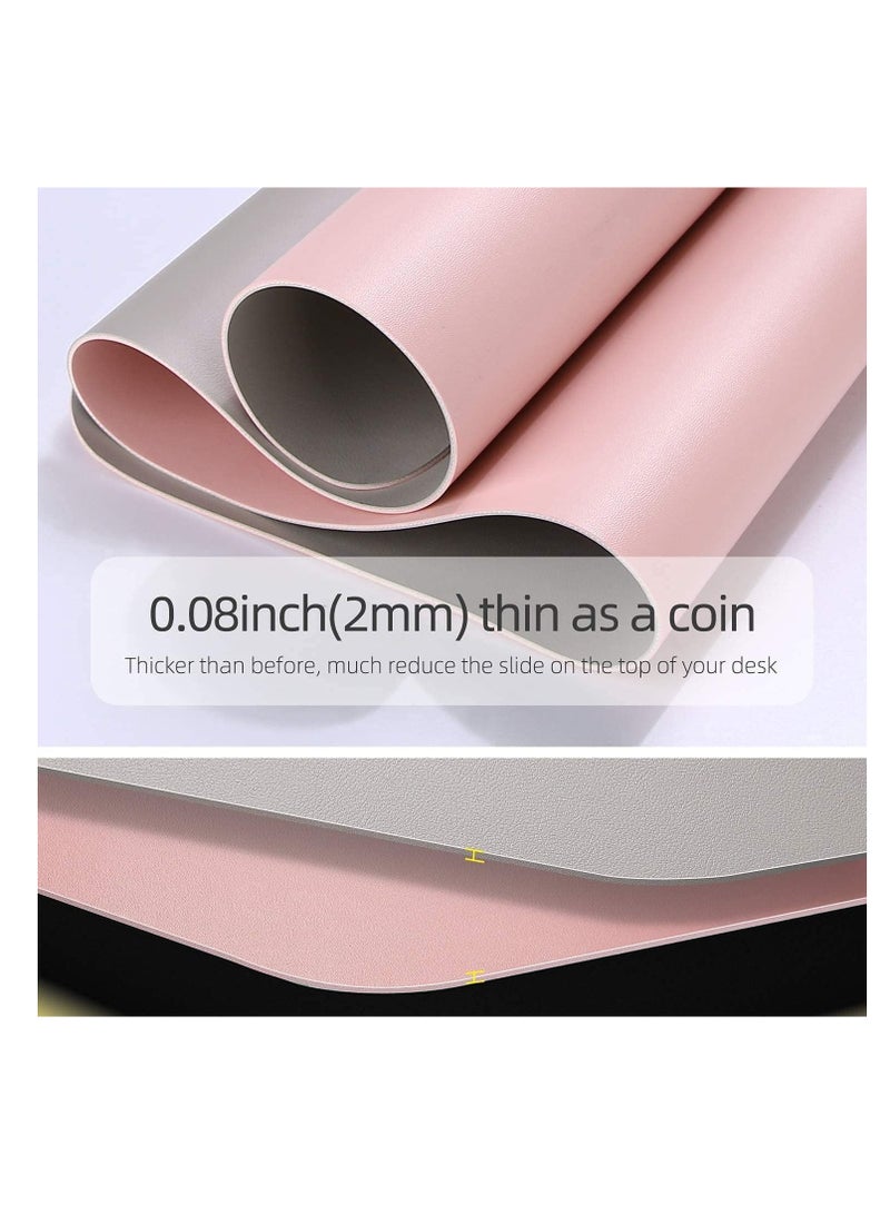 Cool Baby COOL BABY Multifunctional desk pad, ultra-thin waterproof PU leather mouse pad, office/home dual-use desk writing pad (80*40cm, Silver+Pink) - Image 5