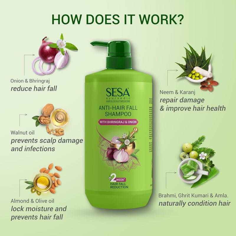 SESA Ayurvedic Anti Hairfall Shampoo For Dry And Frizzy Hair Reduces Hairfall Made With 6 Ayurvedic Herbs Paraben Free Shampoo 1 L - Image 2
