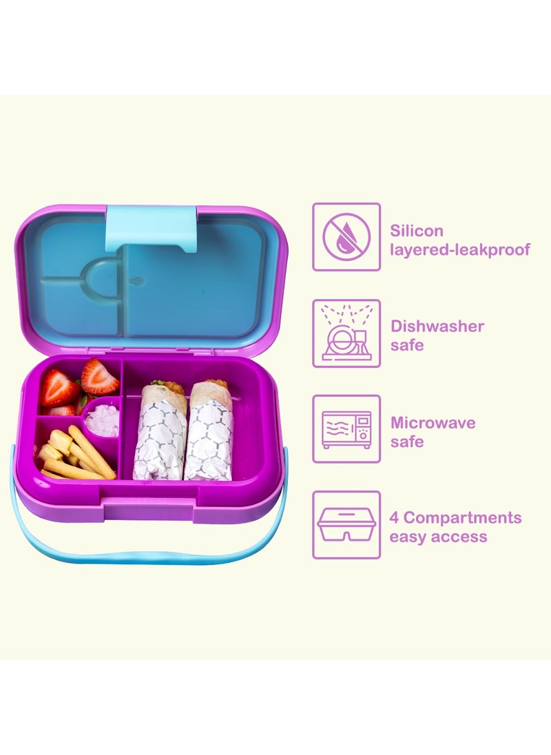 Eazy Kids - 4 Compartment Bento Lunch Box - Mat Pink - Image 1