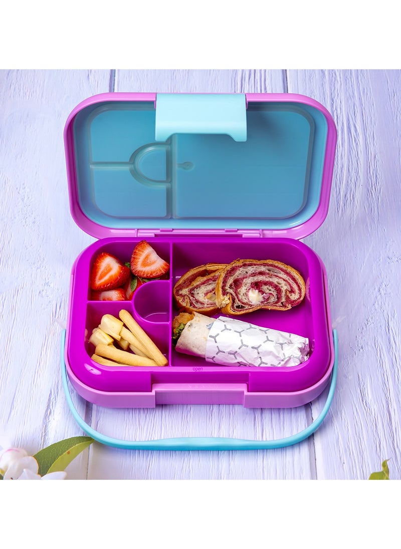 Eazy Kids - 4 Compartment Bento Lunch Box - Mat Pink - Image 1