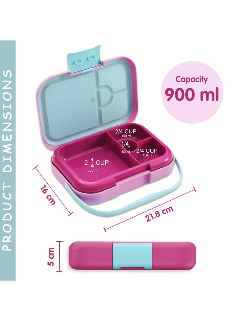 Eazy Kids - 4 Compartment Bento Lunch Box - Mat Pink - Image 1