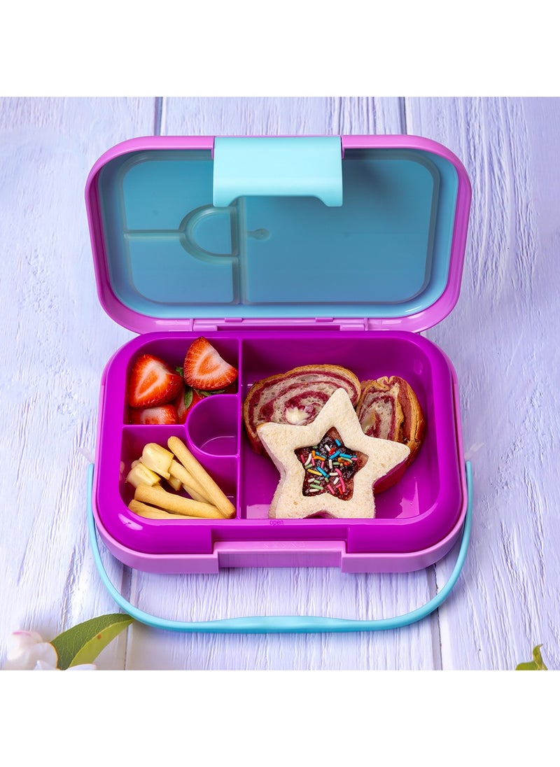 Eazy Kids - 4 Compartment Bento Lunch Box - Mat Pink - Image 1