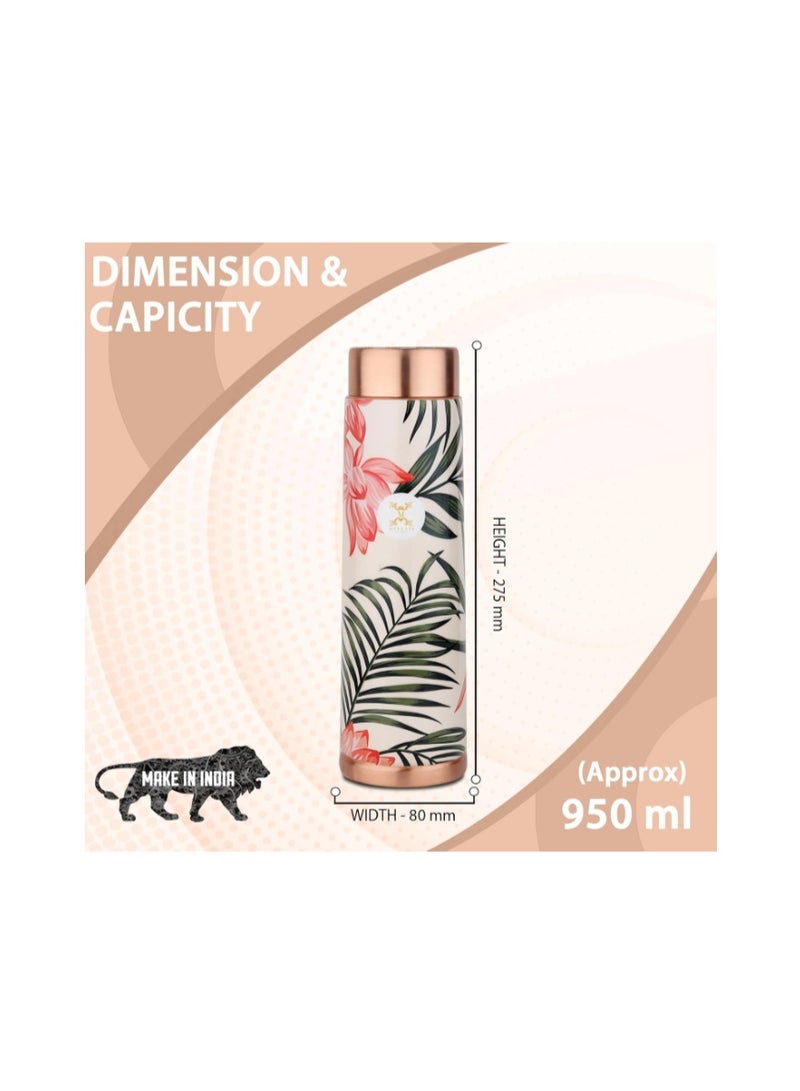MERCAPE® Copper Bottles for Water with Leak Proof Lid | 100% Pure Copper Bottle | BPA Free & Non Toxic | Printed Ayurvedic Copper Bottle for Health Benefits - 950 ML - Image 2