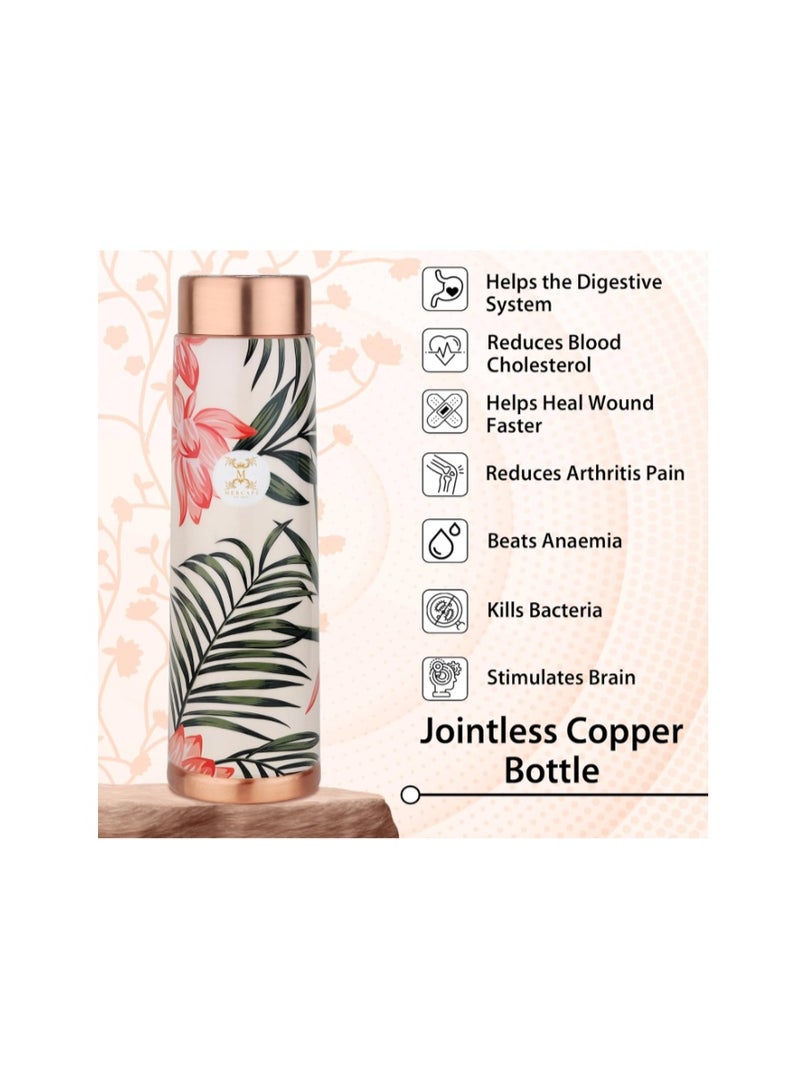 MERCAPE® Copper Bottles for Water with Leak Proof Lid | 100% Pure Copper Bottle | BPA Free & Non Toxic | Printed Ayurvedic Copper Bottle for Health Benefits - 950 ML - Image 3