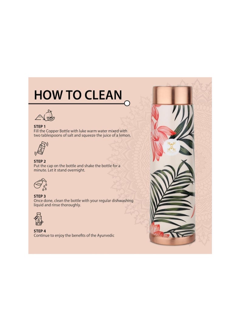 MERCAPE® Copper Bottles for Water with Leak Proof Lid | 100% Pure Copper Bottle | BPA Free & Non Toxic | Printed Ayurvedic Copper Bottle for Health Benefits - 950 ML - Image 5