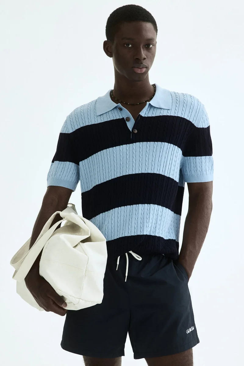 Regular Fit Cable-knit polo shirt