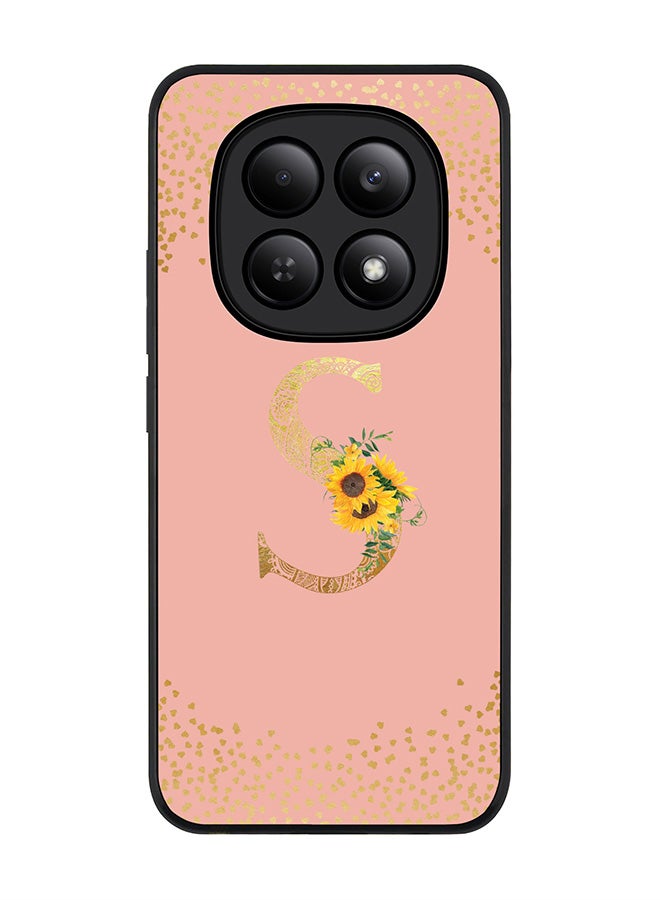 For Xiaomi Redmi Note 15 4G Case,Slim fit Camera Protection, Shockproof Thin Phone cover  - Custom Floral Monogram - S  (Rose Pink )