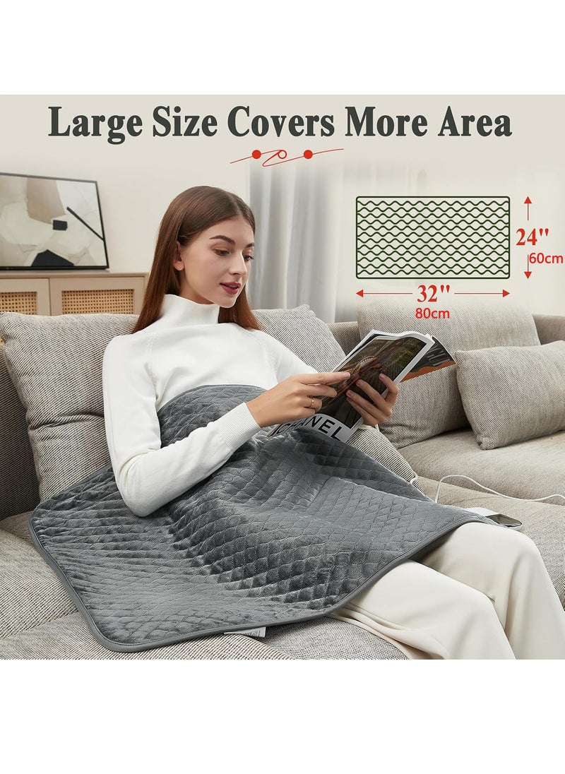 أوالس وسادة تدفئة، بحجم 32 × 24 بوصة، وسادة حرارية كهربائية مع 6 مستويات حرارة و4 إعدادات للوقت، إيقاف تلقائي، وسائد حرارية لتخفيف آلام الظهر والرقبة والكتف والبطن والدورة الشهرية، قابلة للغسل في الغسالة.  - Image 2