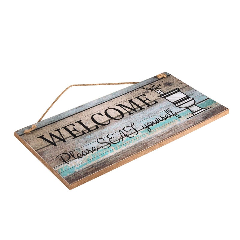 Yankario Funny Wall DÃ©cor Sign for Bathroom, Farmhouse Rustic Bathroom Wall Art Pictures Decoration, 12"Ã—6" Please Seat Yourself Wood Plaque - Image 4
