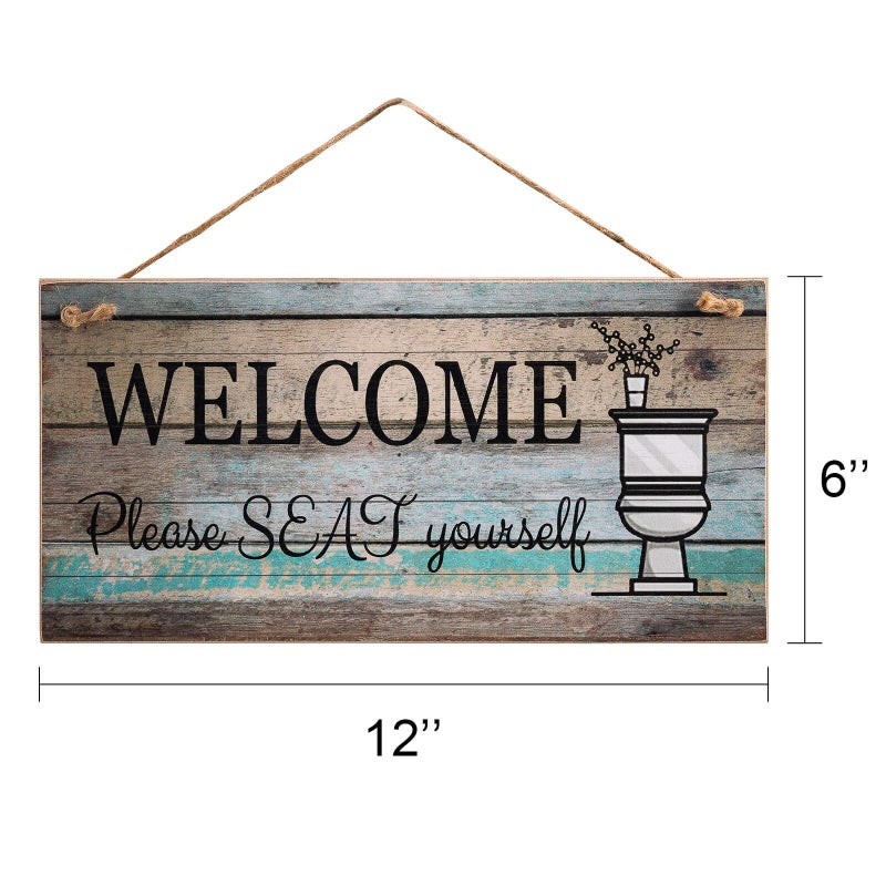 Yankario Funny Wall DÃ©cor Sign for Bathroom, Farmhouse Rustic Bathroom Wall Art Pictures Decoration, 12"Ã—6" Please Seat Yourself Wood Plaque - Image 3