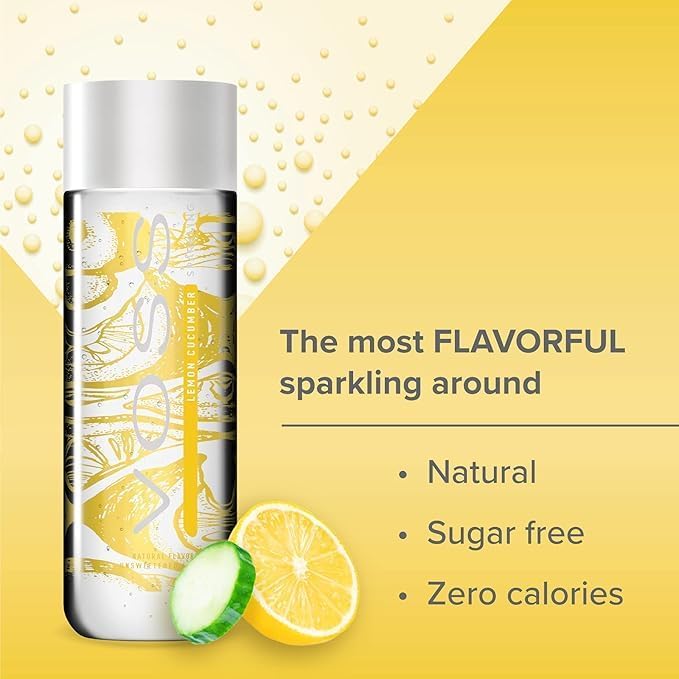VOSS Lemon Cucumber Sparkling Flavoured Water, 375ml Glass Bottle - Image 5