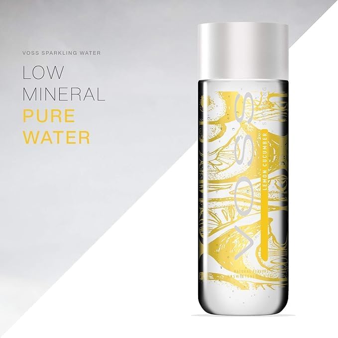 VOSS Lemon Cucumber Sparkling Flavoured Water, 375ml Glass Bottle - Image 2