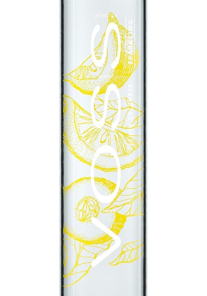VOSS Lemon Cucumber Sparkling Flavoured Water, 375ml Glass Bottle - Image 1