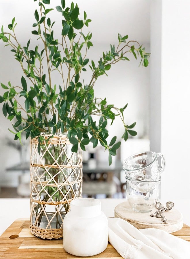 JOJAZE 3PCS Artificial Ficus Branches Faux Eucalyptus Stems Fake Greenery Stems Plants for Vase Filler for Home Office Party Wedding Shop Centerpieces Decoration - Image 3