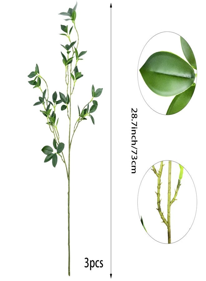 JOJAZE 3PCS Artificial Ficus Branches Faux Eucalyptus Stems Fake Greenery Stems Plants for Vase Filler for Home Office Party Wedding Shop Centerpieces Decoration - Image 2
