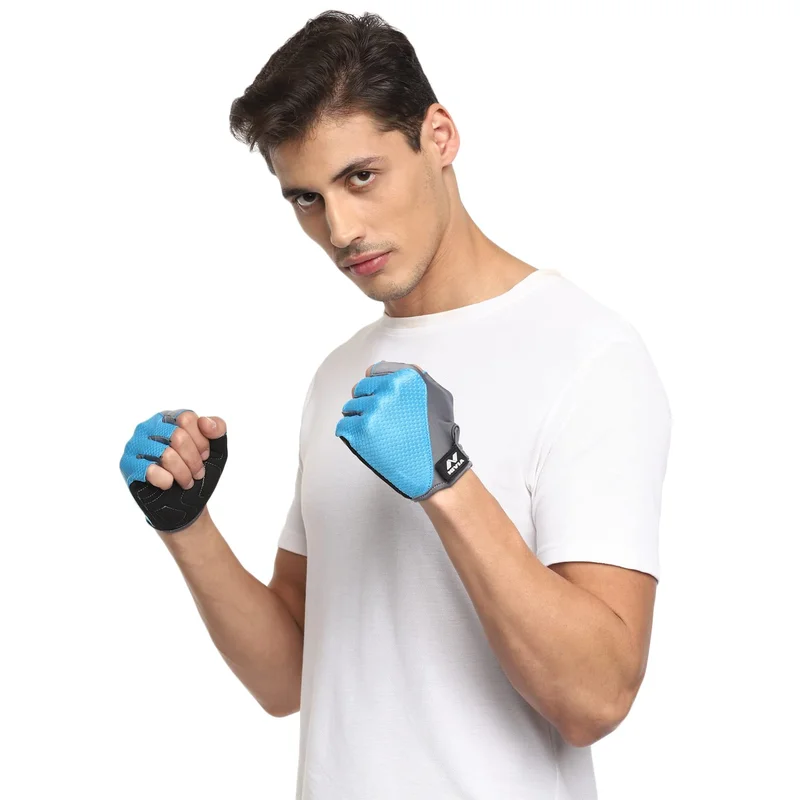 Nivia Coral Micro Gym Gloves - Sky Blue/Grey