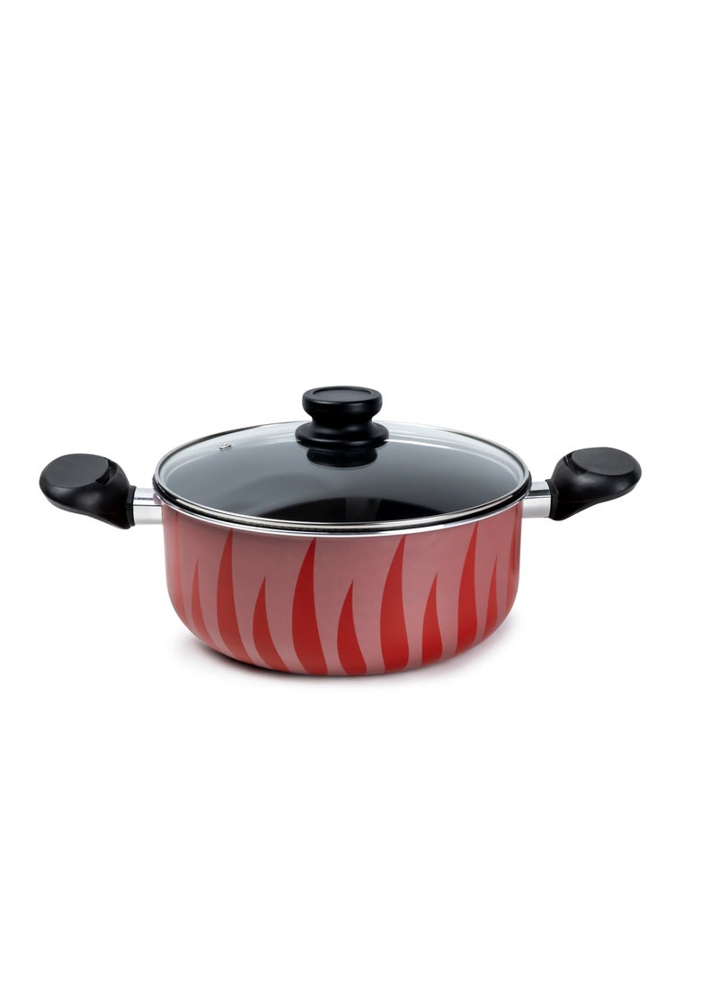 Wilson - SENSTAN Flame Design Non-Stick Casserole with Lid and, Stew Pot Suitable for Gas, Electric, Induction, and Ceramic Stove  - 20cm - Image 1
