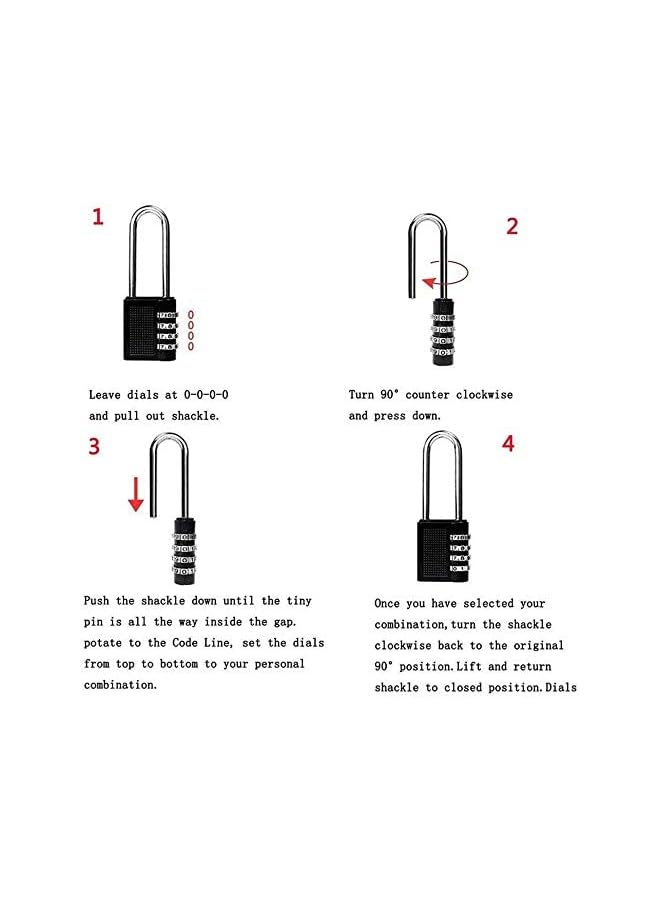 PROMASS Combination Lock, 4 Digit Combination Padlock Outdoor, School Lock, Gym Lock and Black Lock - Image 3