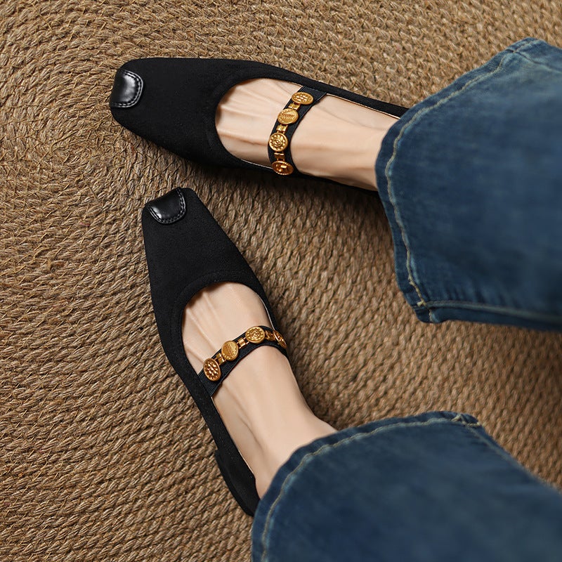 In The Spring Of 2025, Will Supply Comfortable Mid-Heel 31-43 Plus Size Shallow-Mouth Square Suede Shallow-Mouth Versatile Shoes - Image 3