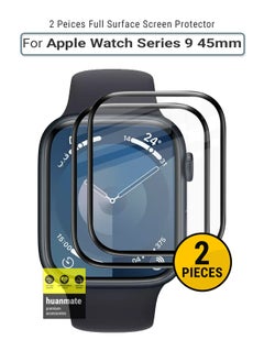huanmate 2 Pieces Premium Screen Protector For Apple Watch Series 9 45 mm Black/Clear  - Image 1