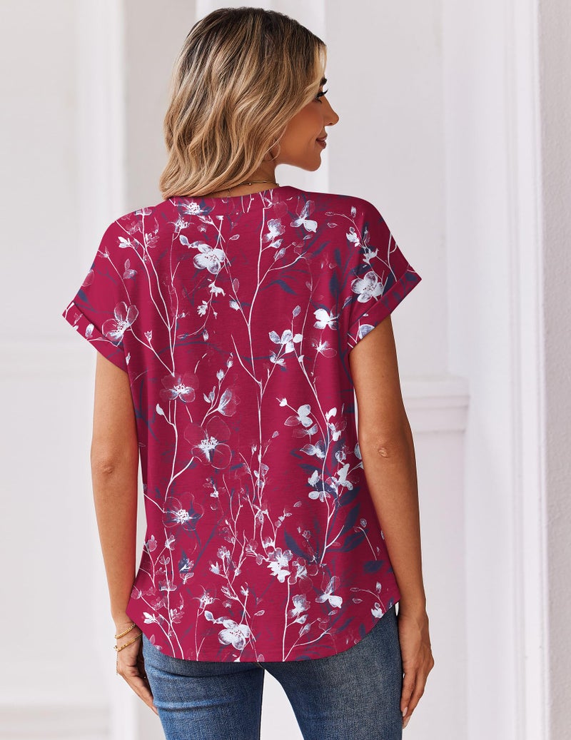 Zeagoo Blouses for Women Dressy Casual Short Sleeve Tops Button Down V Neck Shirts Summer Clothes S - Image 5