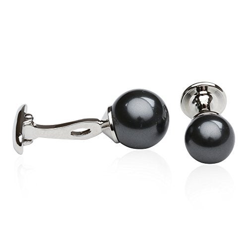 Cuff-Daddy Mens Black Simulated Pearl Cufflinks & Studs Tuxedo Formal Set for Wedding Groomsmen Groom with Travel Presentation Gift Box for Special Occasions - Image 2