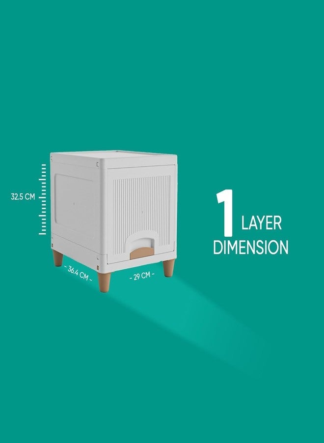 YASONIC 𝟭 𝗧𝗶𝗲𝗿 Foldable Plastic Rack for Storage/Kitchen Cupboard/Versatile and Sturdy Wardrobe for Clothes/Multipurpose Storage Organizer/Closet for Bedroom/Living Room/Laundry Room (Off White) - Image 2